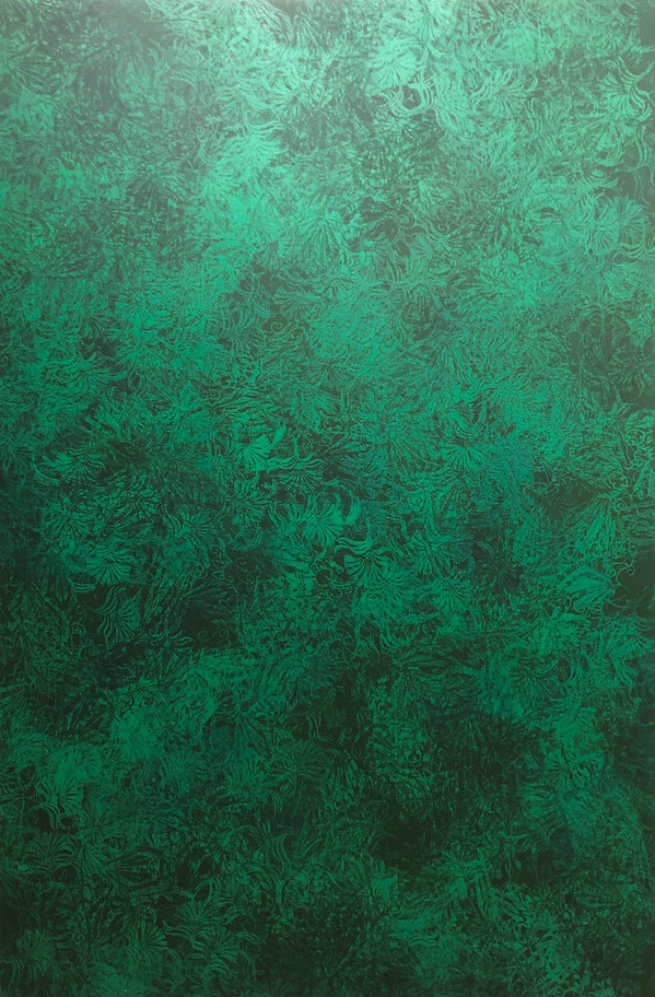 Ilona Lénárd: Pattern 05 Green, 2019, acryl on canvas, 120 x 180 cm